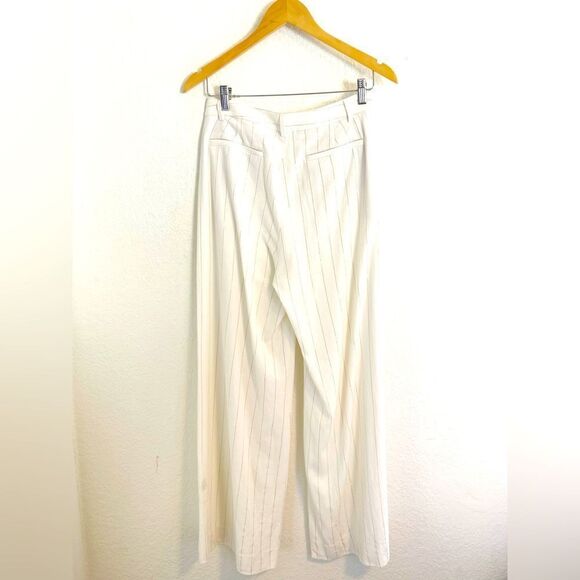 L'Agence Pilar Wide Leg trouser linen Pant cream metallic gold pin stripe 2. NWT - Picture 5 of 13